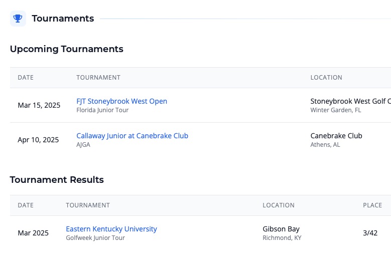 Tournament Statistics